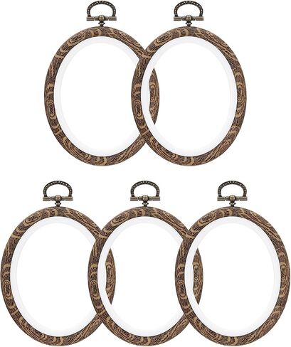 PATIKIL 6x4.7inch Embroidery Hoops, 5Pieces Imitated Wood Oval Frame Cross Stitch Hoop Ring for Embroidery Art Craft Sewing Ornaments Hanging Decoration in Saudi Arabia