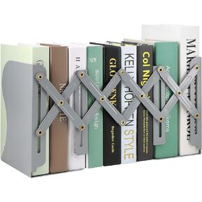Adjustable Bookends, Book Holders for Shelves, Metal Book Ends for Heavy Books, Extends Up to 17 Inches Used in Office, Desk and School (Blue)