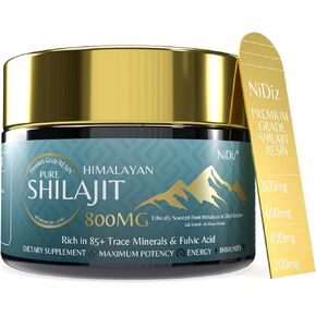 Pure Himalayan Shilajit Resin 800mg - 62 Servings - Mumiyo Shilajit Supplement for Men & Women - Gut Cleanse, Cortisol Reducer, Hormone Harmony - Shilajit Resin, Ashwagandha & 85+ Trace Minerals - 50g