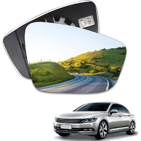 Passenger Side Heated Mirror Glass Compatible with 2011 2012 2013 2014 2015 2016 2017 2018 Volkswagen VW Passat Jetta Beetle Side Mirror Glass With Rear Holder