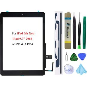 Dedia White Touch Screen Replacement Digitizer Glass Assembly for iPad 6 6th Generation 2018 9.7inch (A1893 A1954) with Home Button(No Support Touch ID)+Pre-Installed Adhesive +Professional Tool Kit