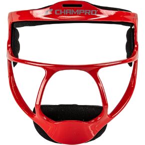 CHAMPRO Rampage Fastpitch Softball Fielder’s Ultra Lightweight Protective Face Mask, Scarlet, Adult