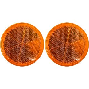 [ALL STAR TRUCK PARTS] Class A 3" Round Reflector Strong Stick-on - RED/AMBER for Trailers, Trucks, Automobiles, Mail Boxes, Boats, SUV's, RV's, Industrial Applications (2x Amber)