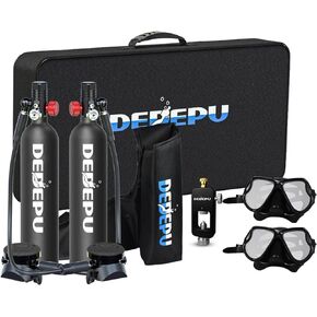 DEDEPU Scuba Tank 1L Mini Scuba Tank DOT Certified Diving Tanks 4500PSI Scuba Diving Gear 15 Minutes Scuba Diving Underwater Breathing System Portable Scuba Gear