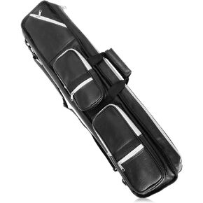ICZW 4x8 Pool Cue Case Billiard Stick Carrying Case Leatherette Soft Cue Bag Hold 4 Butt 8 Shaft Black