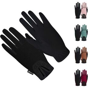 ChinFun Women Horse Riding Gloves Ladies Laser Flower Pattern Anti-Slip Equestrian Gloves Stretchable Sweat Absorbing Summer Winter Outdoor Sports Mittens