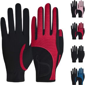 ChinFun Premium Kids Horse Riding Gloves, Color-Contrasted Children Equestrian Gloves, Summer Winter Boys Girls Youth Biking Skiing Gardening