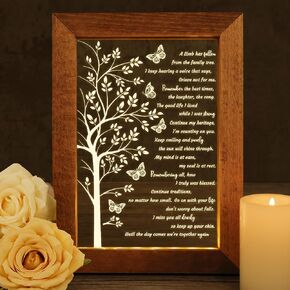 Sympathy Gift LED Lighted Acrylic Plaque Frame - Light up Memorial Picture Frame for Loss of Loved One, Memory Shadow Box with Light, Bereavement Condolences Grief Remembrance Funeral Butterfly