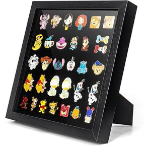 11x11 Enamel Pin Display Frame, Pin Collection Shadow Box, Desktop and Wall Display, Pin Display Case, Enamel Pin Holder, Black