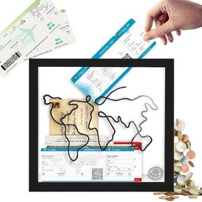 HimurFun Adventure Archive Box, Travel Shadow Box with Slot for Memorie, 12 Inch Ticket Concert Movie Stubs Memory Top Loading Shadow Box, Life in A Box Frame with HD Acrylic,Wood Display Case, White