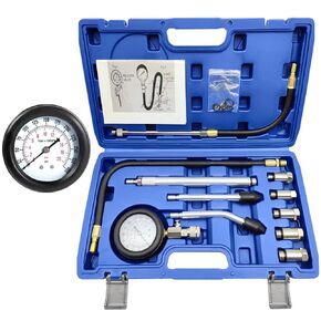 ZKTOOL 11PC Compression Tester, Automotive Engine Compression Tester Adapter Kit, Engine Cylinder Leak Down Compression Test Motor Pressure Gauge. (All Vehicles).