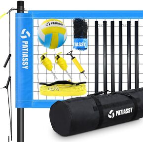 Professional Volleyball Net Outdoor, Portable Volleyball Set for Backyard with Net Tension Adjuster, Adjustable Height Poles, Volleyball, Boundary Line and Carry Bag