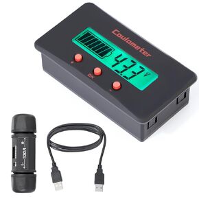 DROK DC Multi Tester 8-120V 50A, Wide Angle Curved Screen Volt Meter Current Meter Capacity Tester Battery Monitor with Shunt, 0.5m USB Cable, for Various Marine Car RV Battery 12V 24V 36V 48V 110V