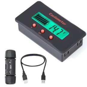 DROK DC Multi Tester 8-120V 50A, Wide Angle Curved Screen Volt Meter Current Meter Capacity Tester Battery Monitor with Shunt, 0.5m USB Cable, for Various Marine Car RV Battery 12V 24V 36V 48V 110V