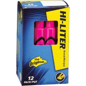 Avery 24010 Hi-Liter Desk Highlighter, Chisel Tip, Fluorescent Pink, 12-Each/DZ
