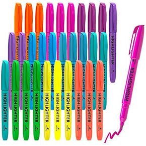 Lelix 30 Pack Highlighters, 10 Bright Colors, Chisel Tip, Quick Drying for Back to School, Office, Home, ideal for Highlighting Underlining