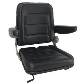 SOFEDY Universal Forklift Seat PVC Tractor Seat, Adjustable Mower Seat Foldable Seat Including Armrests&Seat Switch, 15.4" x 15" x 18.9" Skid Steer Seat Fit Forklift, Tractor, Skid Loader -Black