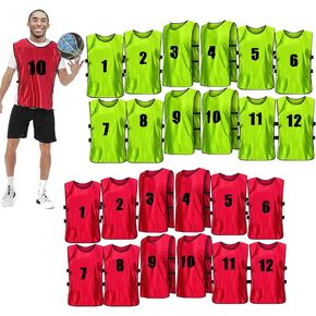 24 Pcs Soccer Practice Vest, Lightweight Numbered Soccer Team Pennies Soccer Lacrosse Training Sport Supplies Scrimmage Vests Practice Jersey for Men Adult Youth