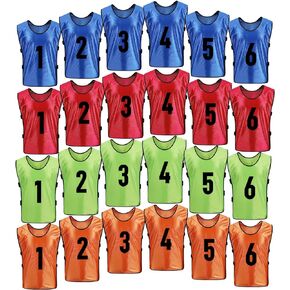 24 Pcs Pinnies for Sports Double Numbered Soccer Penny Soccer Pinnies Youth Scrimmage Vests for Adult Kids