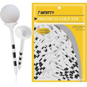 Golf Tees Plastic, Unbreakable Golf Tee 3 1/4" Pack of 50/80 with Big Cup & 8 Prongs, Reduces Friction & Side Spin, Multiple Colors Long Golf Tees Bulk, American USA Flag