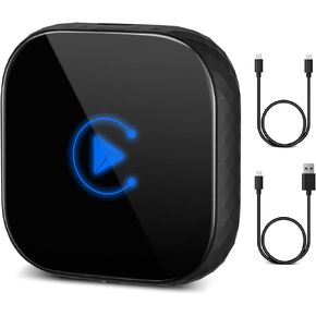 Wireless CarPlay Adapter for Apple 2024, Plug and Play Online Update Convert Wired to Wireless CarPlay Dongle for Factory Wired CarPlay Cars and iOS 10+ USB-C and USB-A Cables Black