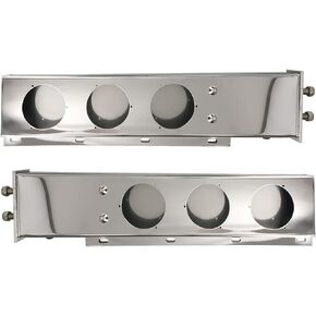 SEPEY Chrome Plated Carbon Steel Mud Flap Hanger Rear Bar with Oval Light Cutouts 2-1/2" 2.5" Bolt Spacing,Spring Loaded (Pair)