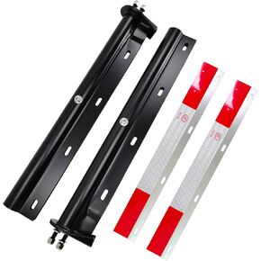 Chrome Straight Spring Loaded Mud Flap Hanger Bracket Set 1-1/8" Bolt Spacing 30" Length with Aluminum Reflective Tapes fit for Semi Trucks, 2 pcs