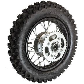 10" Rear Wheel Rim Tire Assembly 12mm Bearing for 50cc 70cc 90cc 110cc Dirt Pit Pro Trail Bike CRF50 DRZ70 PW50 BBR50 TTR50 DRZ50 SSR 2.50-10 1.4x10 for Rear Drum Brake