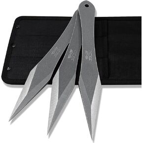 JXE JXO The Thunder: Throwing Spikes Thickness Up to 0.275", 10.2" Stainless Steel No Spin Throwing Set with Nylon Belt Sheath - Upgraded Version