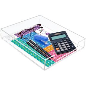 Tasybox Acrylic Letter Tray Paper Organizer, Clear Desk Organizer Tray Stackable Desk Accessories Tray for School Home Office Supplies