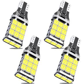 ترقية لمبة LED T15 ساطعة للغاية 921 لمبة LED، 1200 لومن بدون قطبية 921 912 T15 W16W LED لمبة 30-SMD 4014 رقاقة CANBUS خالية من الأخطاء للمصابيح العكسية الاحتياطية، 6000K زينون أبيض (حزمة من 4) in Kuwait
