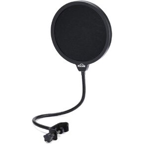NuLink Microphone Pop Filter Professional Studio Dual Layered Pop Wind Screen with Flexible 360°Adjustable Gooseneck Clip Stabilizing Arm Compatible for Blue Yeti Pro Condenser Mic in Kuwait
