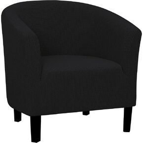 Easy-Going Stretch Club Armchair Slipcover 1 Piece Barrel Tub Sofa Cover Furniture Protector Jacquard Couch Cover Black in Kuwait