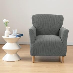 ele ELEOPTION Armchair Slipcovers Chair Covers with Arms Stretch for Living Room Office Club Chair Cover Furniture Protector Dark Gray