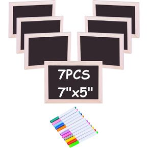 Small Chalkboard with Frames, Mini Wooden Double Sided Chalkboards, Learning and Handwriting Without Tears, Slate Board Signs School Supplies for Classroom Party Home Office,5 x 7 Inch(7PCS)