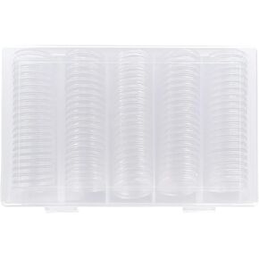100Pack 25mm Coin Storage Capsules Holder, Round High Transparency Plastic Coin Container Case For Coin Collection Supplies