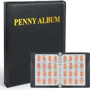 Pressed Penny Book, Penny Collection Album Hold 190 Coins, Pressed Penny Holder for Collectors, Black