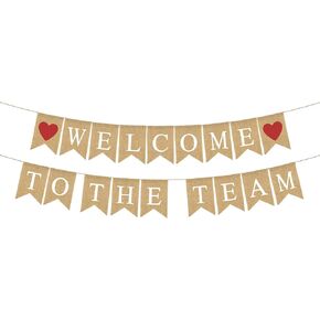 Burlap Welcome to The Team Banner New Employee Member Welcome Banner Decorations for Office Party