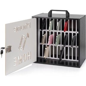 Echaprey Cell Phone Holder Classroom Pocket Chart Wooden Cell Phone Storage Cabinet with Lock 33 Slots Desktop Cell Phone Holder for Classroom Office (33 Slots)