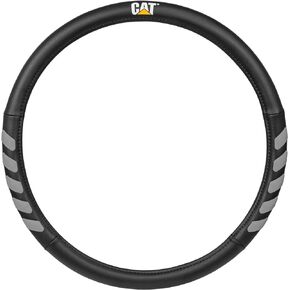 Caterpillar Ultra Sports Grip Leather Steering Wheel Cover – Strong, Durable Protection for Trucks 15.5-16.5" Diameter Wheels, Gray (CASW-203-GR-L)
