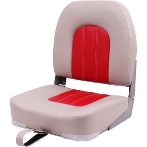 Deckpro Angler Low Back Boat Seat, Fold-Down Fishing Boat Seat Grey/Red