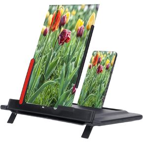 مكبر شاشة الهاتف عالي الدقة ثلاثي الأبعاد من Byged، مكبر شاشة أفقي عمودي للهاتف قابل للطي مقاس 12 بوصة، حامل هاتف للأفلام وألعاب الفيديو in Kuwait