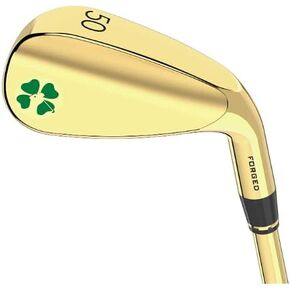 Lucky Wedges Gold 50 Degree Attack Wedge - 8 Degrees Bounce, 35.25" Regular Flex Steel Shaft, Forged Soft Carbon Steel, Right Handed, Soft Grips