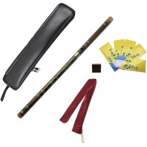 Bamboo Flute Dizi Traditional Handmade Woodwind Gifts Chinese Musical Instrument with Storage Bag Case, Membrane and Glue, Key of G