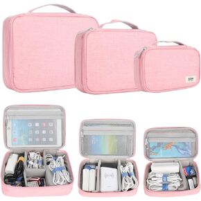 BUBM Cable Organizer Bag 3pcs Electronics Travel Organizer for Hard Drives, Cables, Phone, USB, SD Card（2 Year Warranty