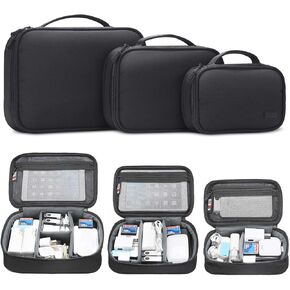 حقيبة تنظيم الكابلات BUBM 3 قطع منظم السفر الإلكتروني لمحركات الأقراص الصلبة والكابلات والهاتف وUSB وبطاقة SD (ضمان لمدة عامين) in Kuwait