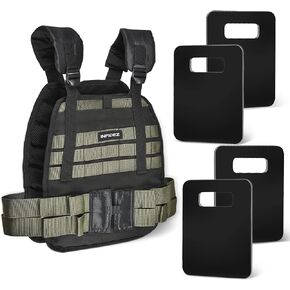INFIDEZ Tactical Adjustable Weighted Vest 12-31lbs with Weight Plates 8x10 inch Included, Quick Release Strength Training Weight Vests, Running Vest for Men