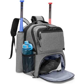 DSLEAF Baseball Bag Backpack with 2 Bat Sleeves, Softball Equipment Bag for Adults with Separate Shoe Compartment Up to US Mens 13