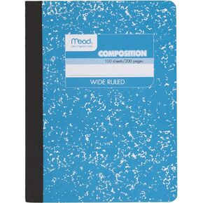 Mead Composition Notebook, Wide Ruled Paper, 9-3/4" x 7-1/2", 100 Sheets, Blue Marble (09918AY7)