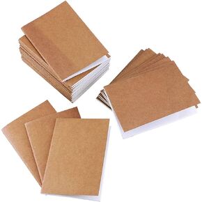 24 Pack Unlined Blank Books,Mini Pocket Kraft Brown Soft Cover Unruled Plain Travel Journal Notebooks for Travelers Students Office Class Writing Books(60 Pages/30 Sheets,3.54" x 5")